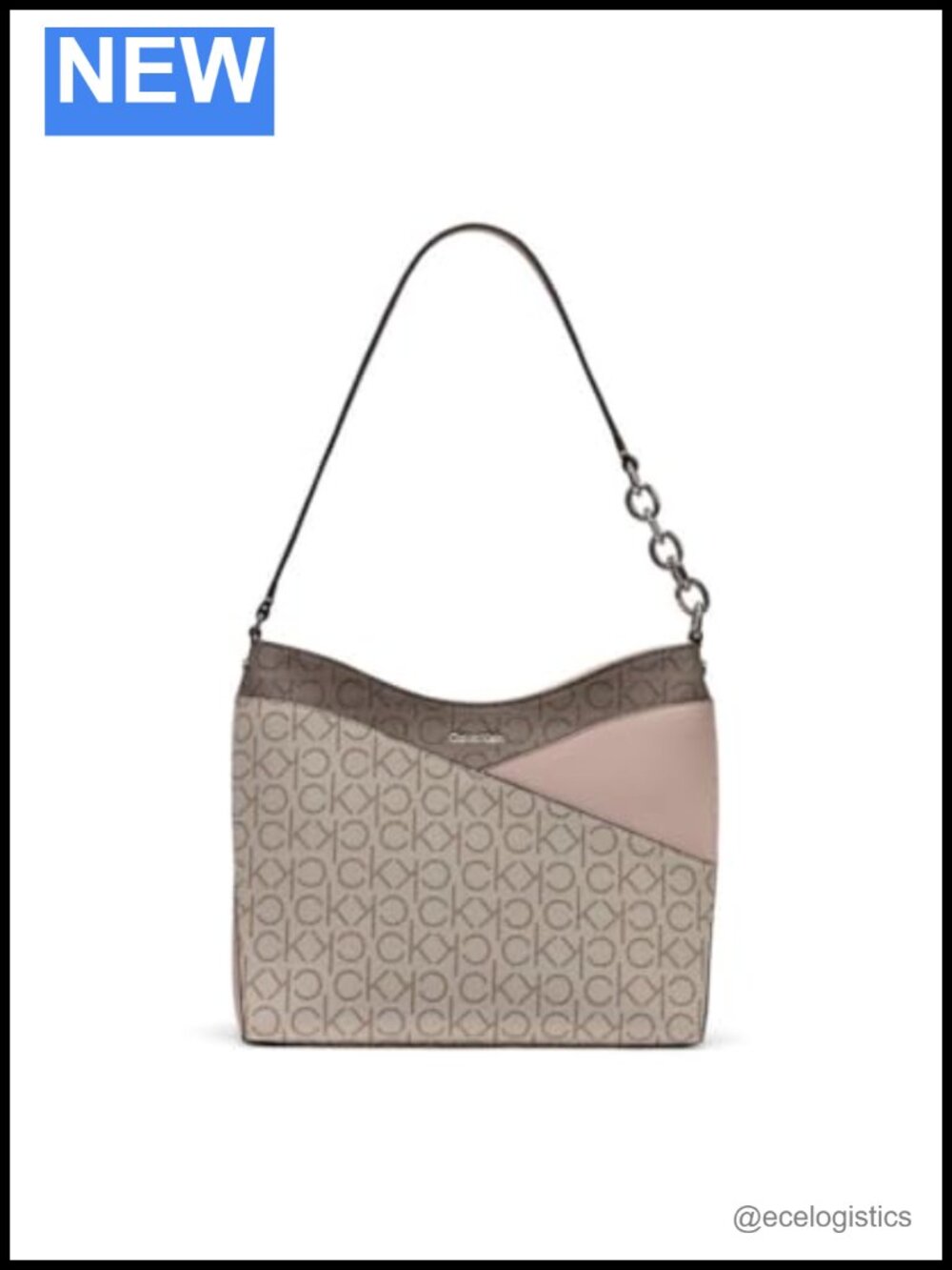 Vegan Leather Hobo Shoulder Bag with Chain Detail and Interior Pockets